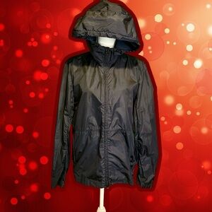 Theory Navy Blue Hooded Zip-Up Windbreaker / Rain Jacket Size Medium